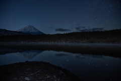 富士山と星