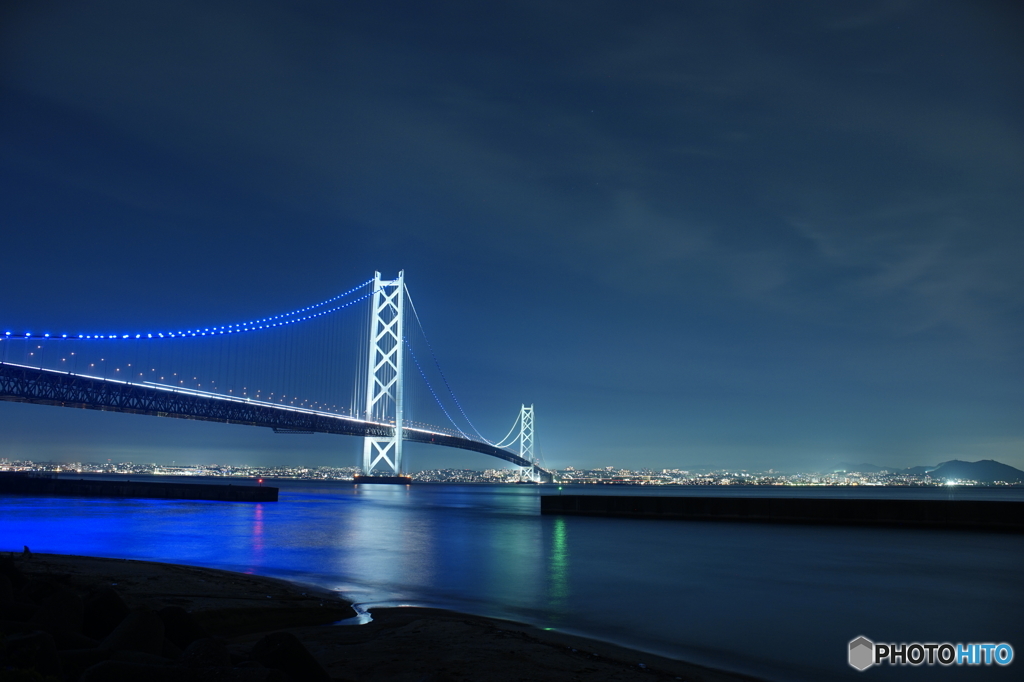 淡路島からの明石海峡大橋