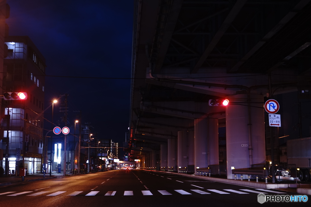 台風後の町並み