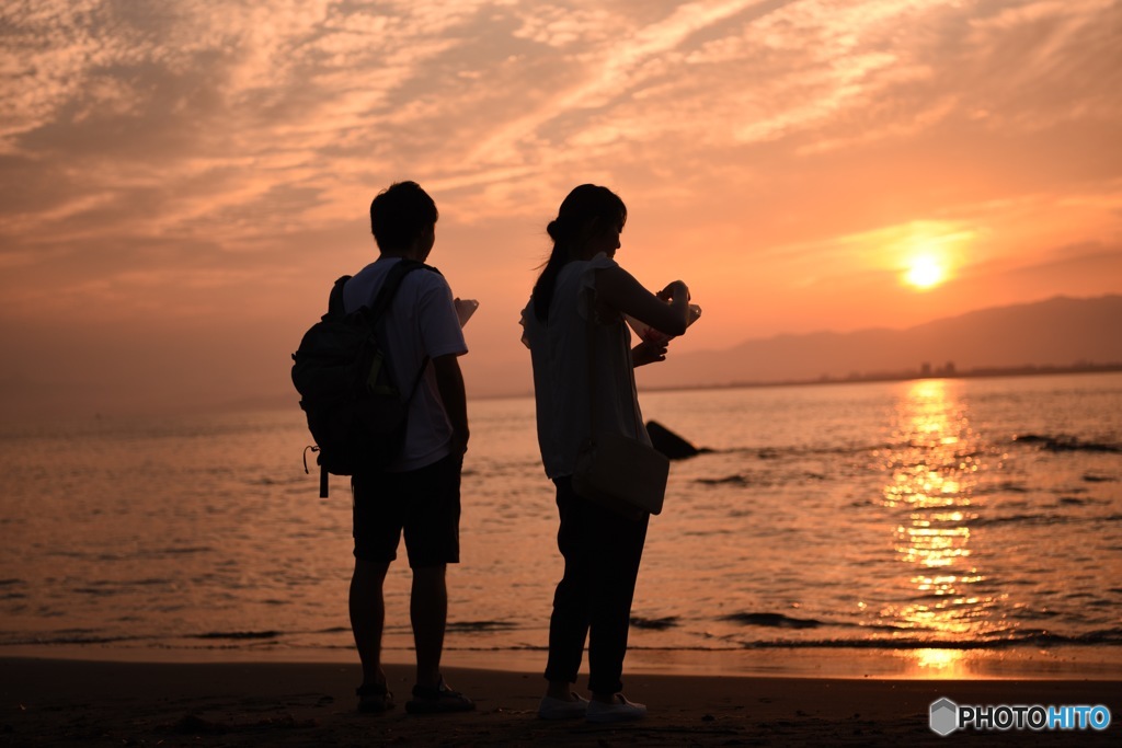 夕日、