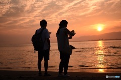 夕日、