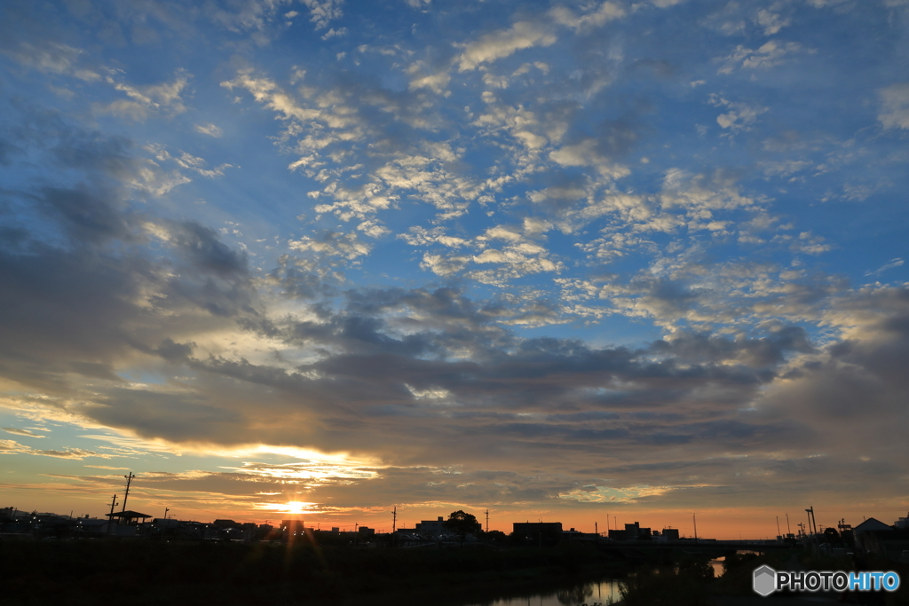 空と夕陽