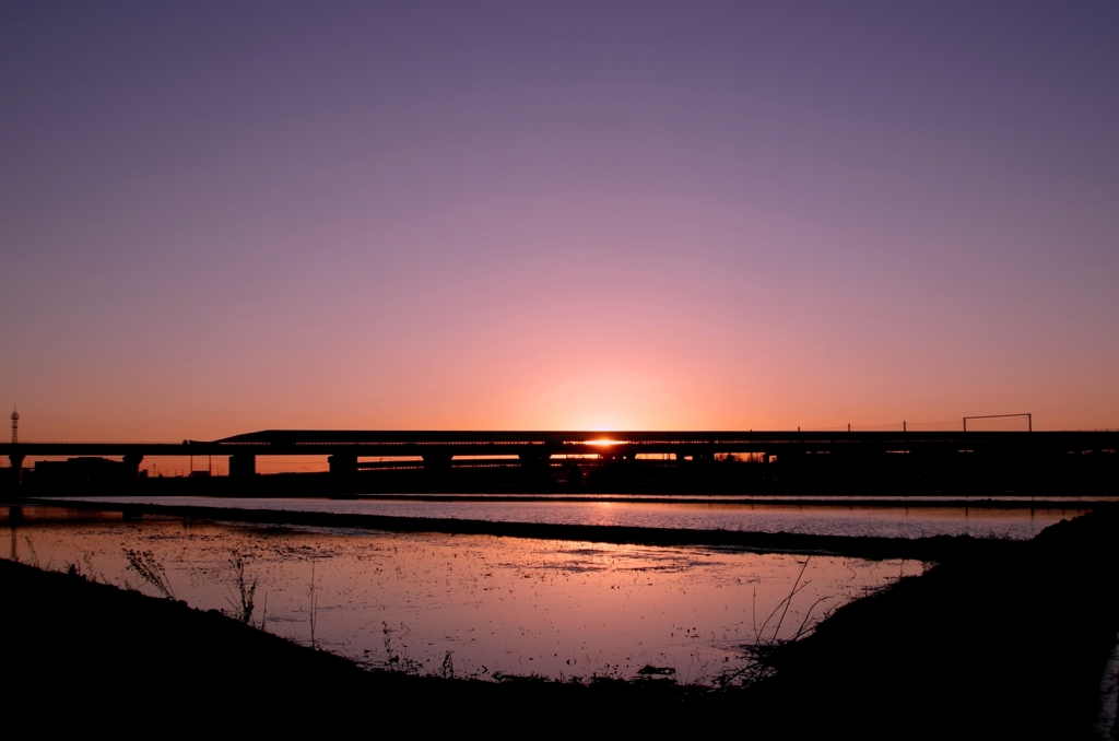 冬の夕暮れ#1　@伊勢湾岸道