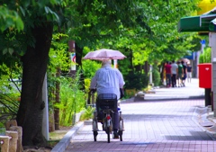 大阪の涼#1　＠日傘付自転車