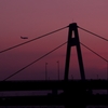 夕暮れの豊里大橋　with　飛行機