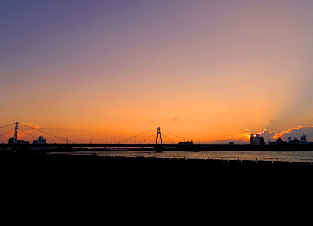 夕暮れの淀川　＠豊里大橋