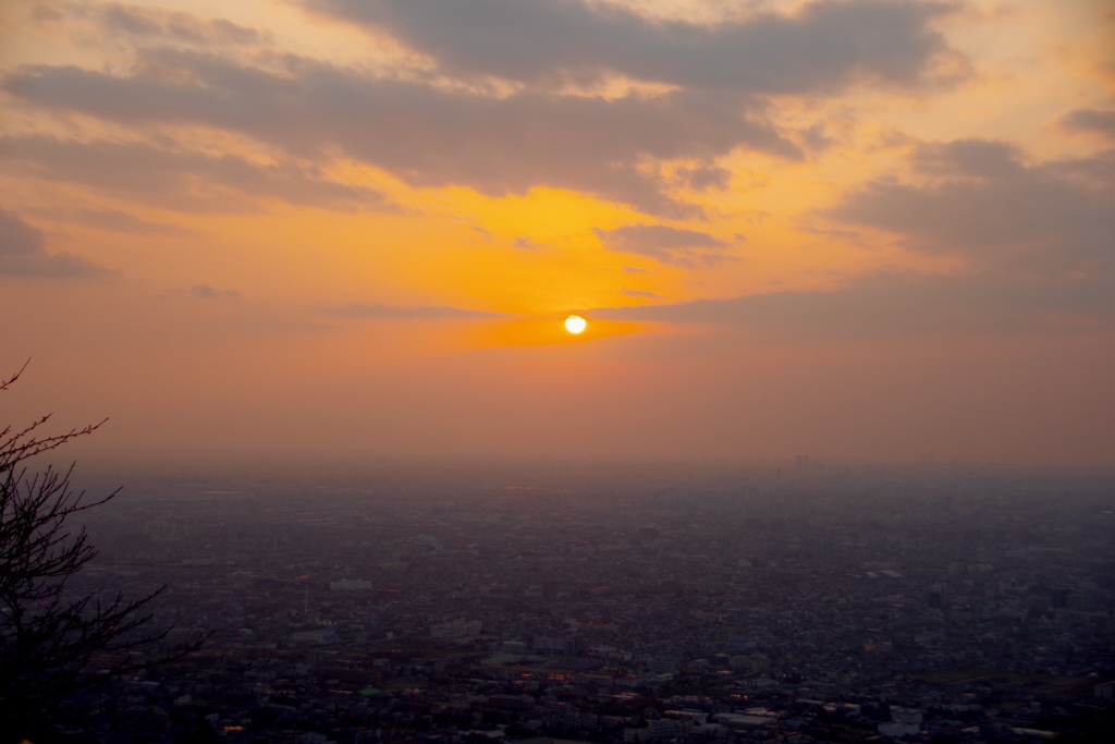 河内平野の夕陽@水呑地蔵尊