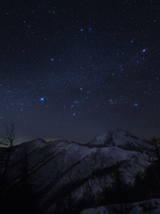 日光白根山と冬の星座