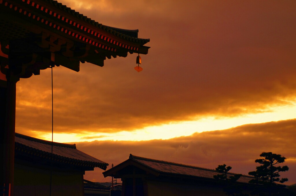 大和路の夕焼け/平城宮 朱雀門