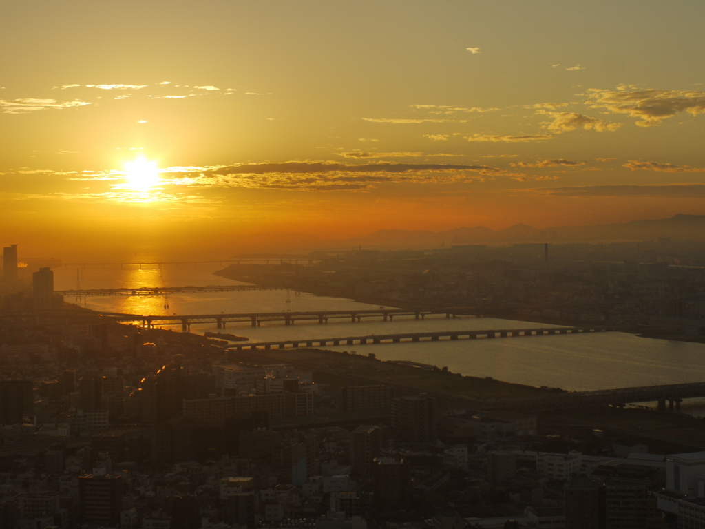 空中庭園から大阪湾夕景