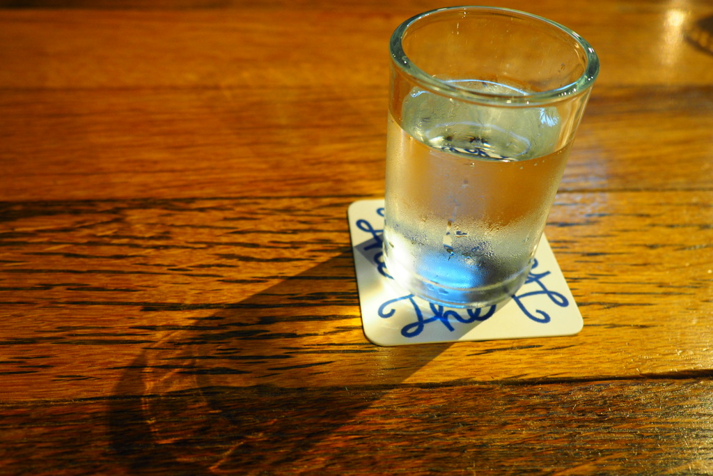 a glass of water