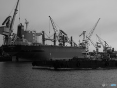 bulk carrier in a shipyard