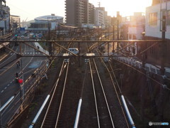 夕日に映える鉄路