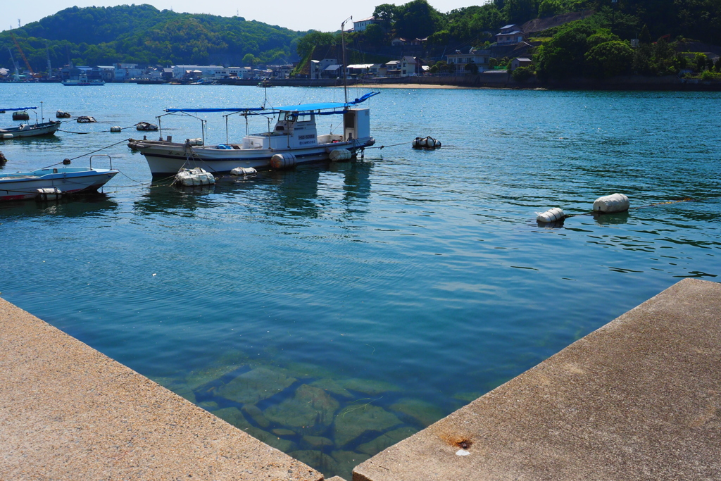 内海の漁港にて