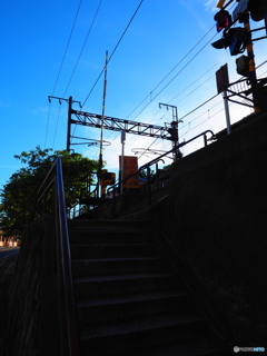 見上げる踏切