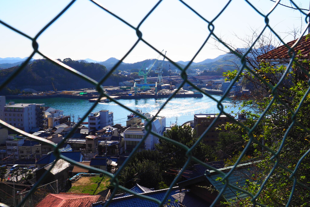 金網越しの水道