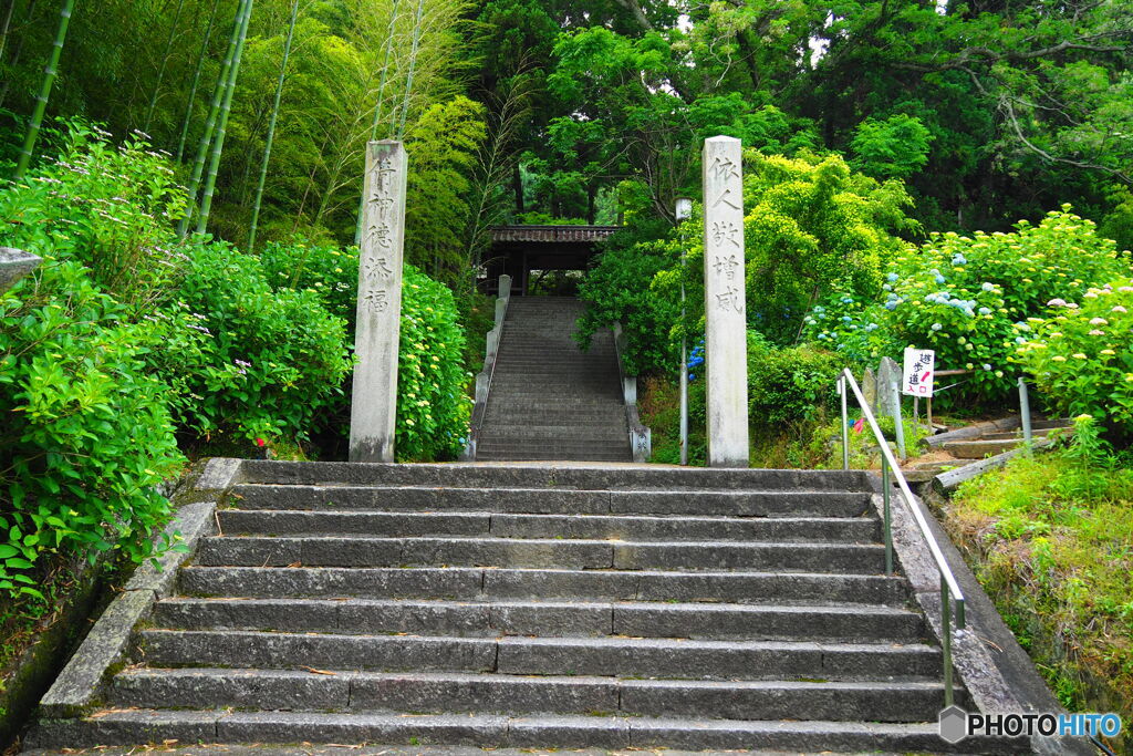 山腹の境内へ