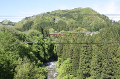 新緑と橋と溪谷