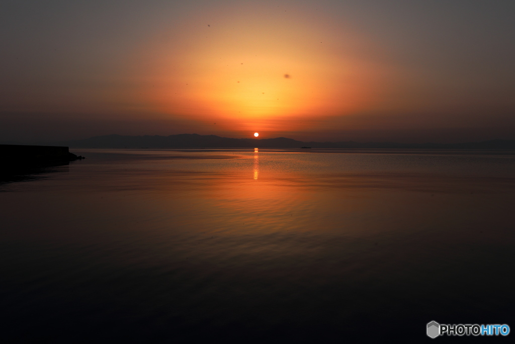 琵琶湖の夕景