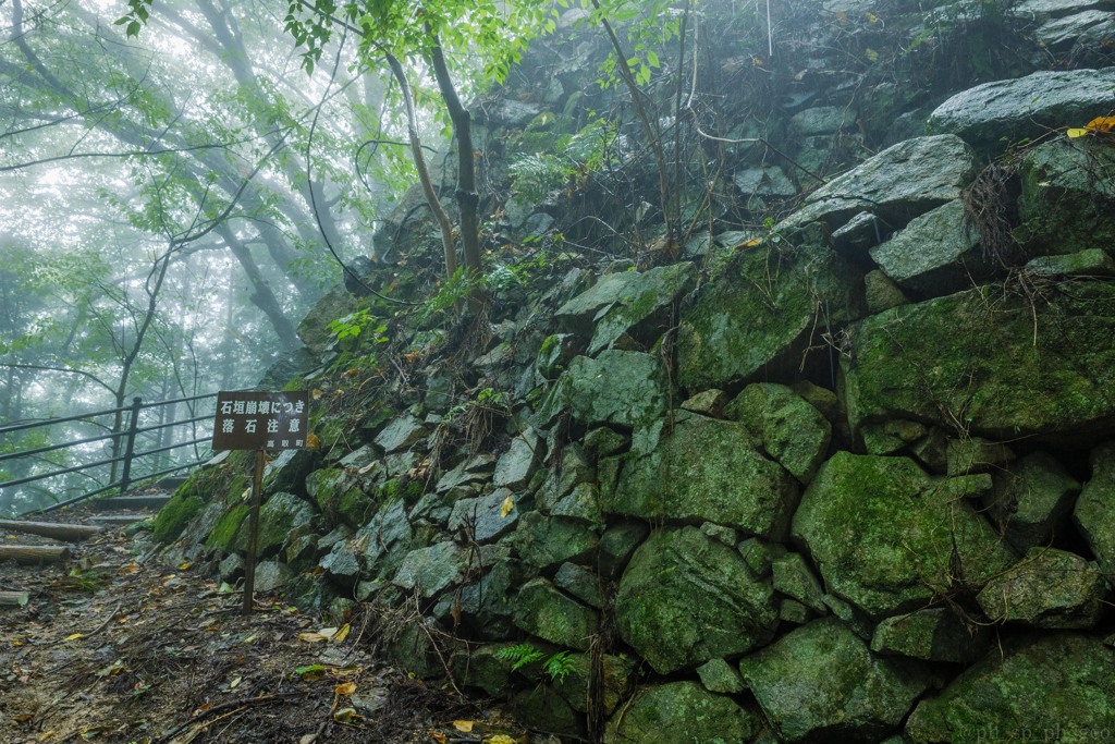 霧の中の山城