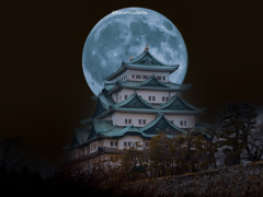 名古屋城と満月
