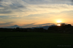 夕暮れの富士山