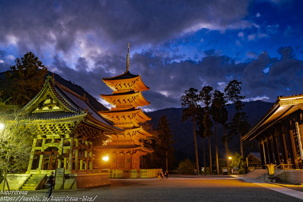 夜の見延山久遠寺