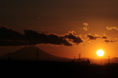 富士山と沈む太陽３