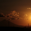 富士山と沈む太陽２
