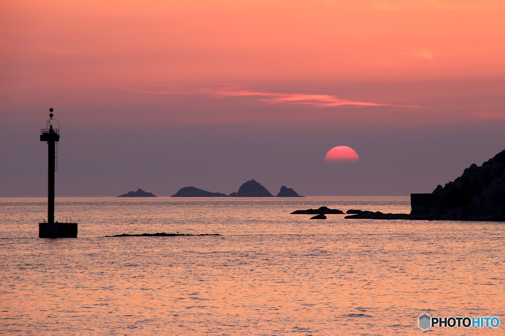 島の夕陽