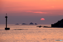 島の夕陽