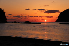塩の浜　夕陽