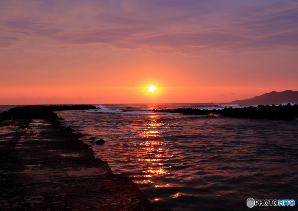 日本海の夕陽