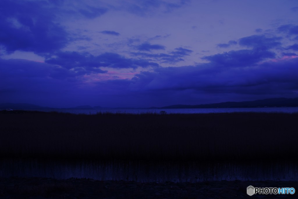 宍道湖　夕暮れ