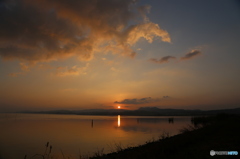 朝陽　宍道湖西岸より