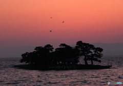 宍道湖　嫁が島夕景