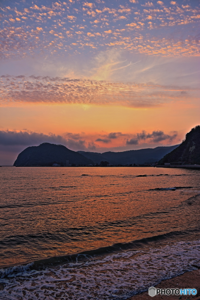 浜辺の夕焼け