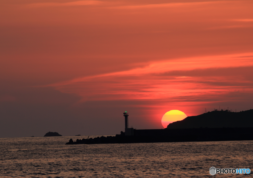 おだやかな夕陽を眺めて