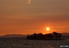 宍道湖　夏の夕陽