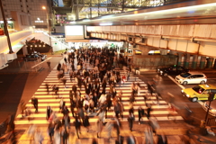 人、車、電車