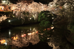夜桜と屋台