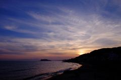 稲村ヶ崎海岸の夕日⑤
