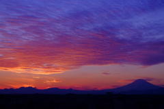 夕日と富士山 