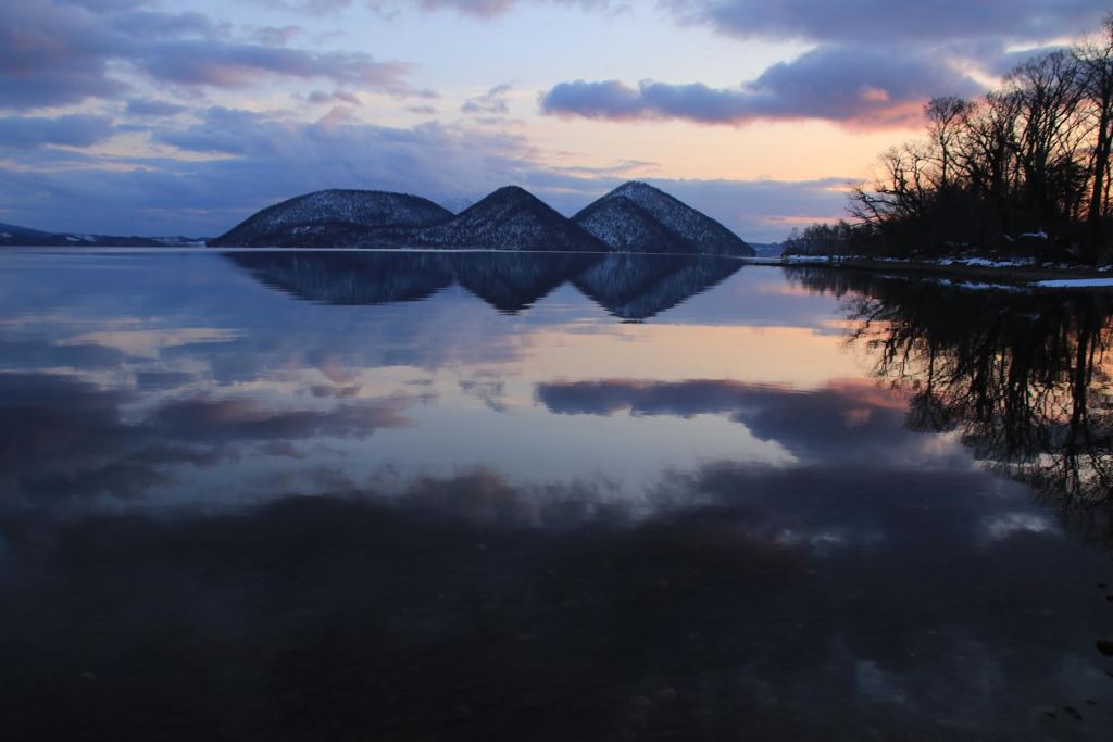 夕陽の水鏡