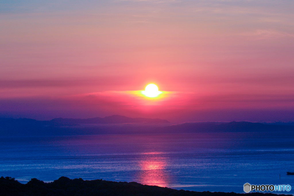 噴火湾に沈む夕日