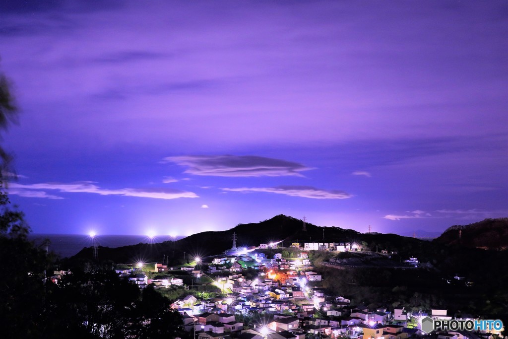 今夜の室蘭（地球岬の近く）