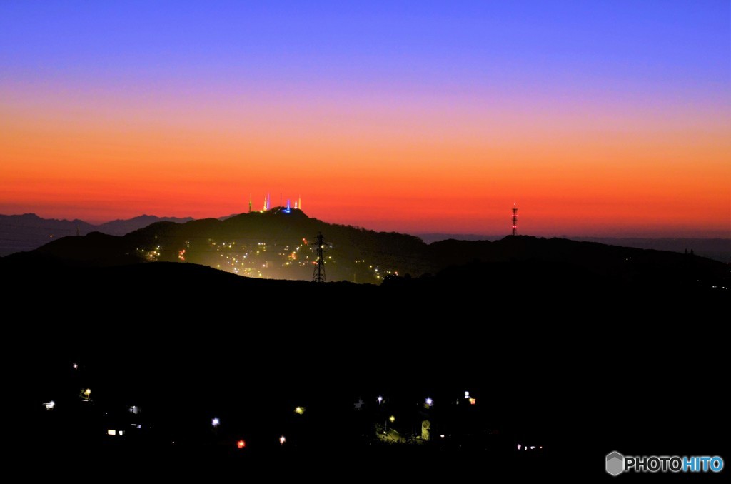 測量山夕景　in  室蘭