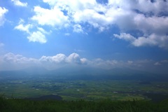 霞の中の阿蘇五岳