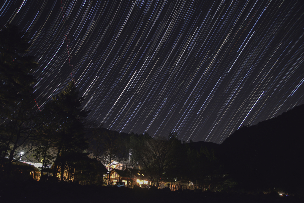コテージと星