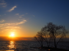 琵琶湖の夕日